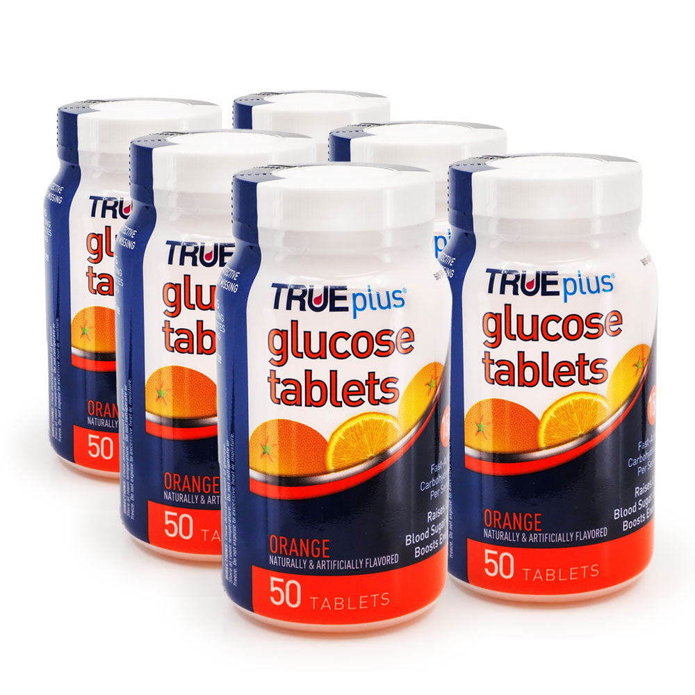 TRUEplus Glucose Tablets, Orange 50 ct - Pack of 6