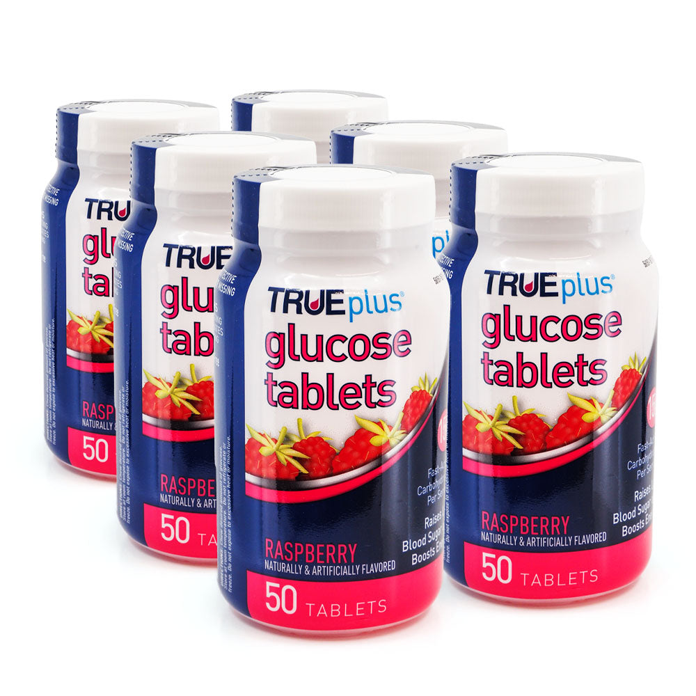 TRUEplus Glucose Tablets, Raspberry 50 ct - Pack of 6