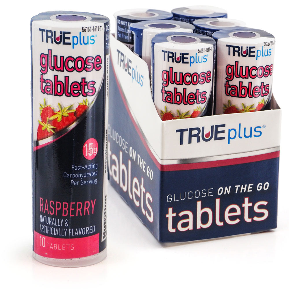 TRUEplus Glucose Tablets, Raspberry 10 ct - Pack of 6