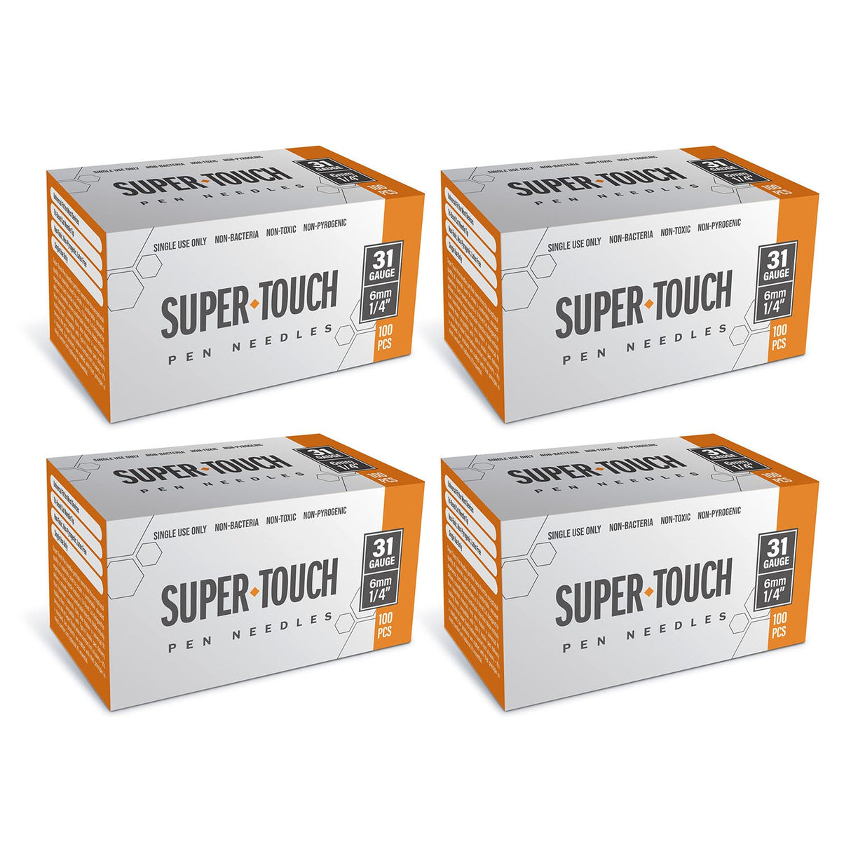 Super Touch Pen Needles - 31G 6mm 100/BX - Pack of 4