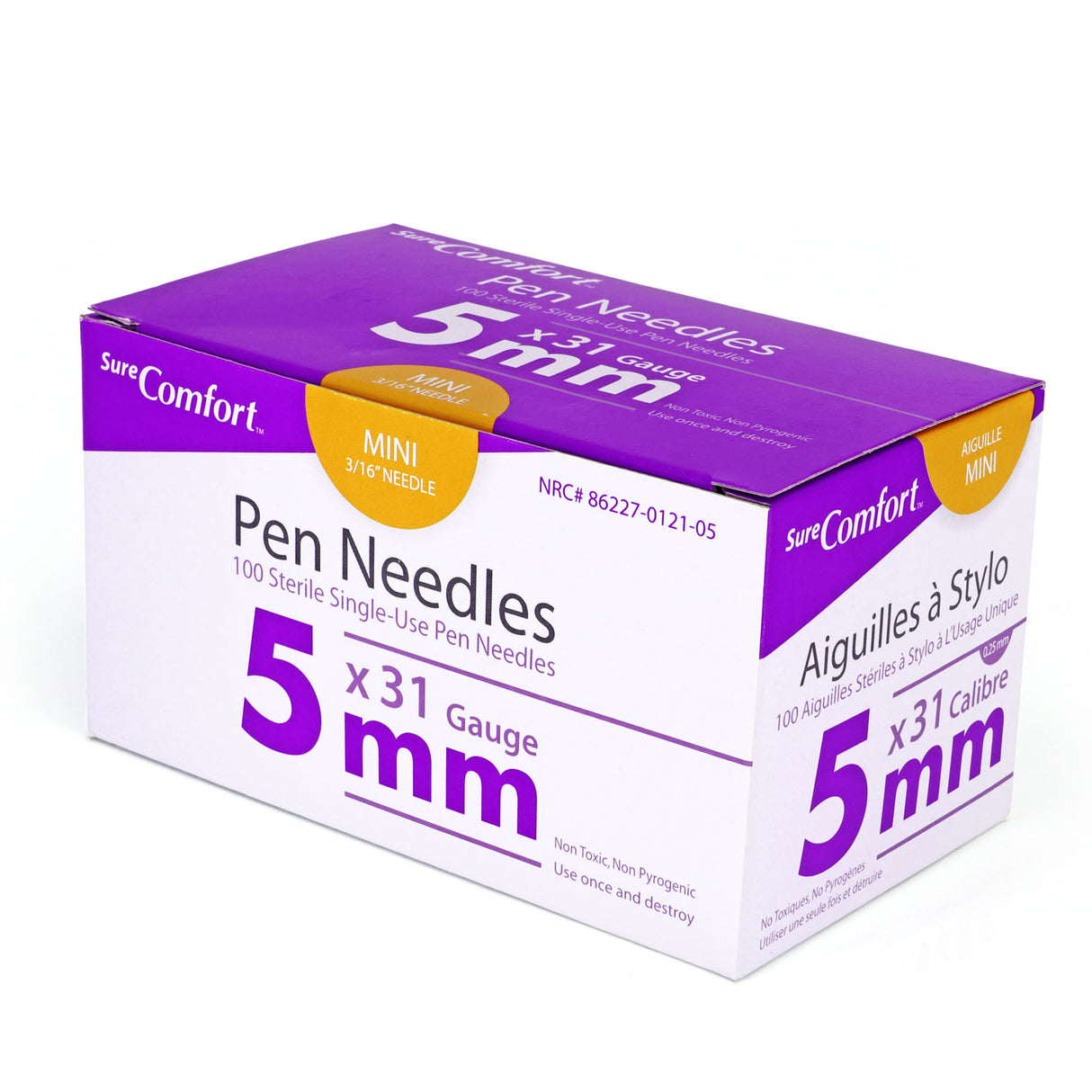 Sure Comfort Insulin Mini Pen Needles - 31G 5mm 100/BX