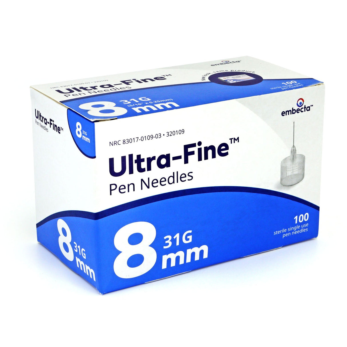 Embecta Ultra-Fine Pen Needles - 31G 8mm (5/16" x 0.25mm) 100/BX