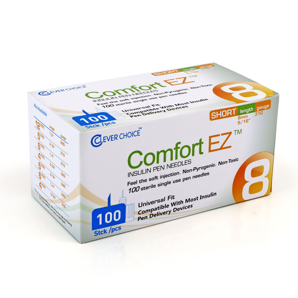 Clever Choice Comfort EZ Insulin Pen Needles - 31G 8mm 100/bx - Pack of 4