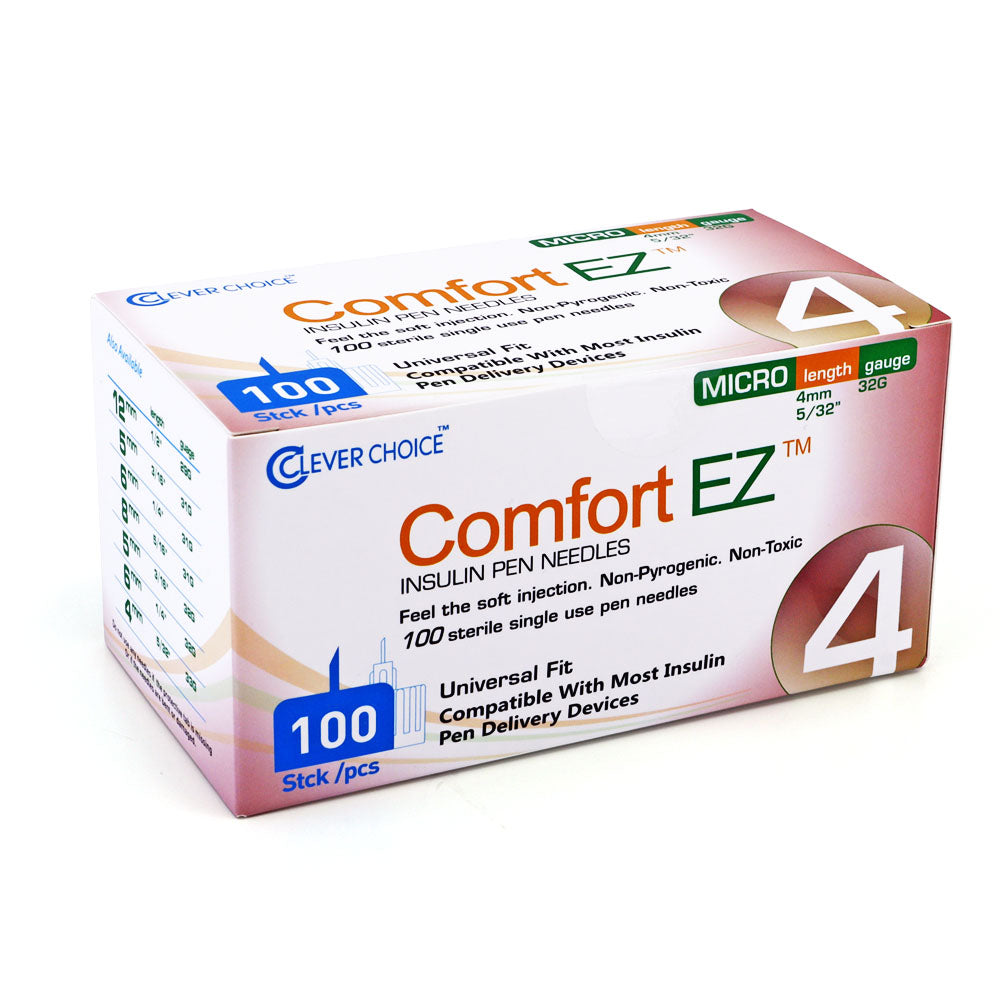 Clever Choice Comfort EZ Insulin Pen Needles - 32G 4mm 100/bx - Pack of 4