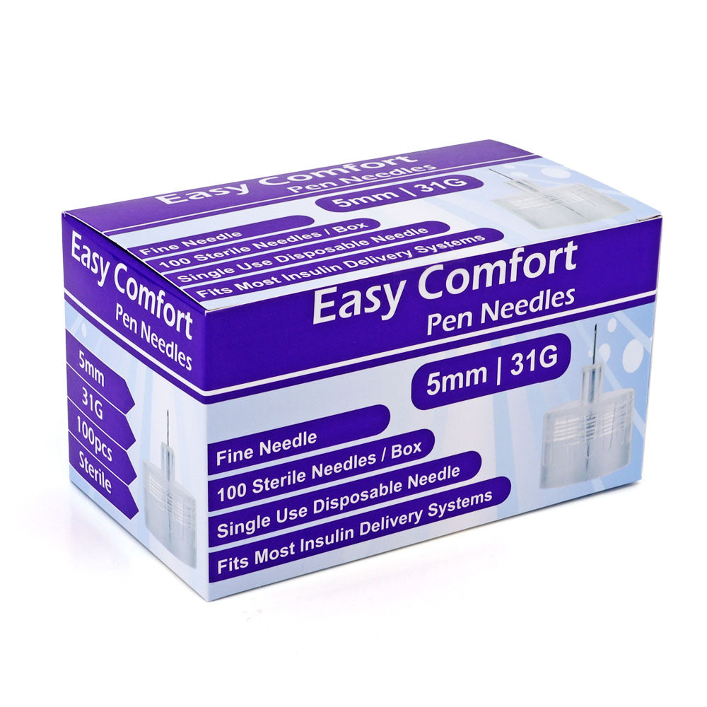 Easy Comfort Insulin Pen Needles - 31G 5mm 100/BX - Pack of 4