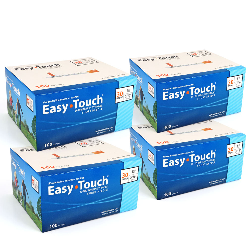 EasyTouch Insulin Syringes - 30G 1cc 5/16" 100/bx - Pack of 4