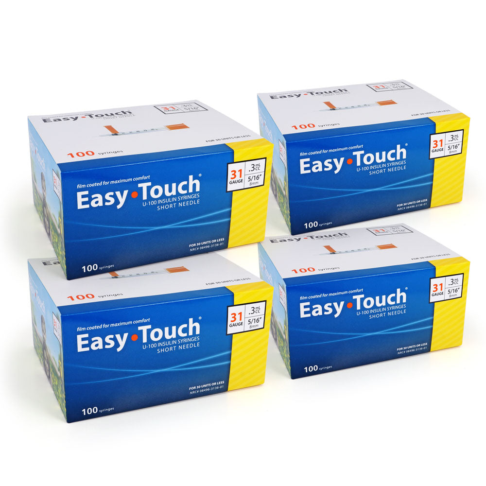 EasyTouch Insulin Syringes - 31G .3cc 5/16" 100/bx - Pack of 4