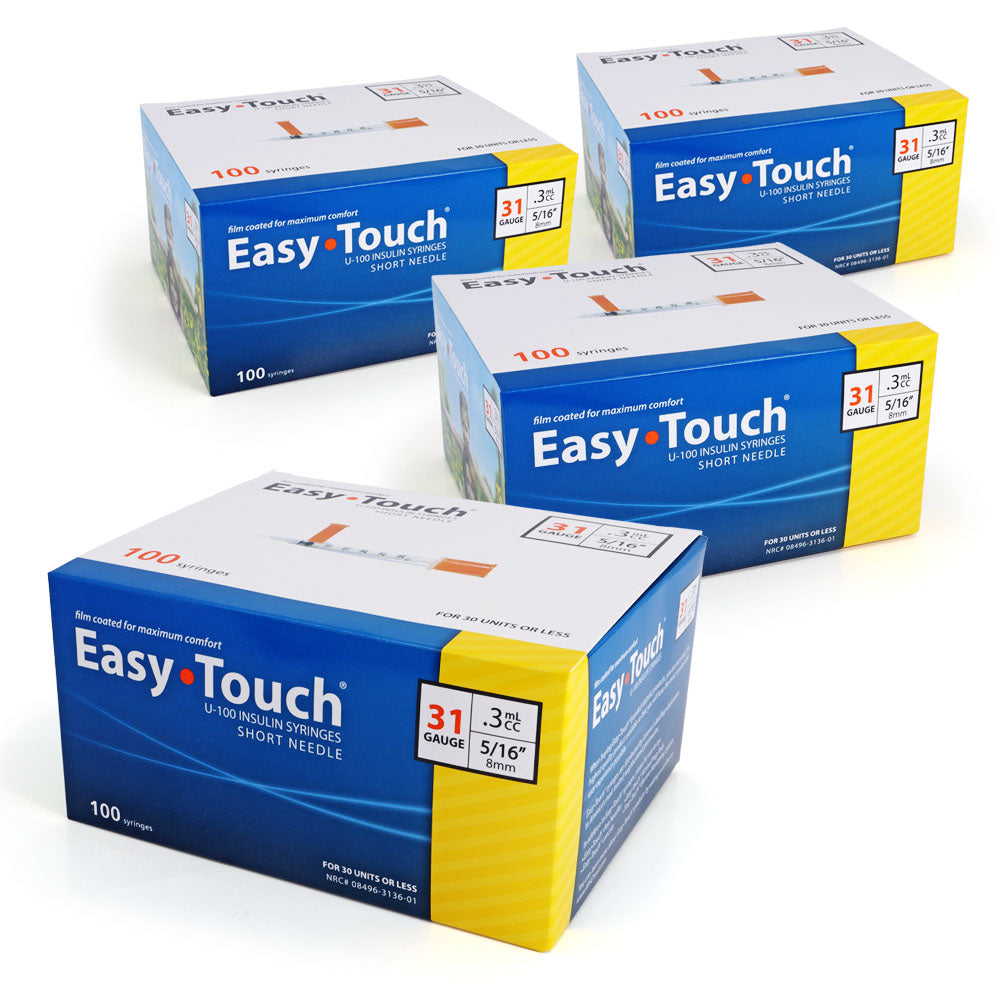 EasyTouch Insulin Syringes - 31G .3cc 5/16" 100/bx - Pack of 4