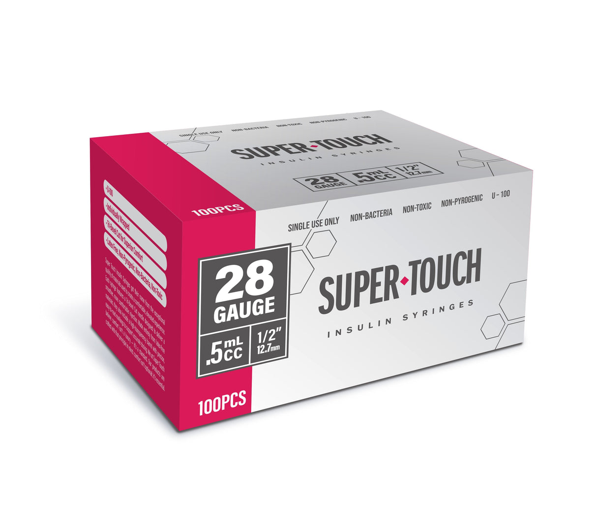 Super Touch Insulin Syringes - 28G .5cc 1/2" 100/bx