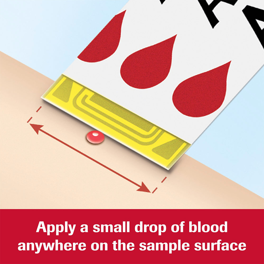 Accu-Chek Guide Test Strips - Apply small drop of blood anywhere on the sample surface