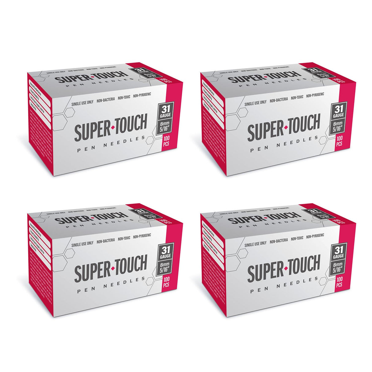 Super Touch Pen Needles - 31G 8mm 100/BX - Pack of 4