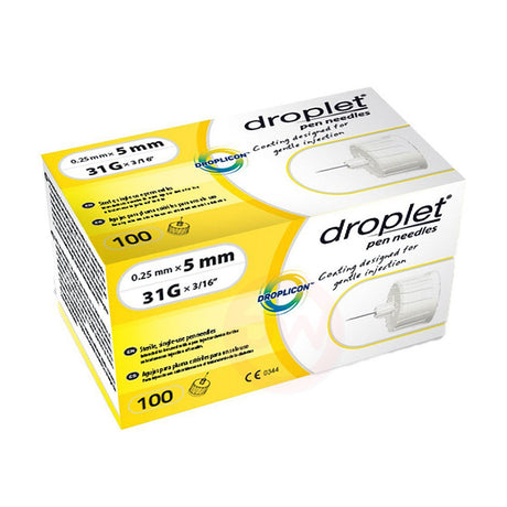 Droplet Pen Needles - 31G 5mm 100/BX