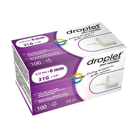 Droplet Pen Needles - 31G 6mm 100/BX