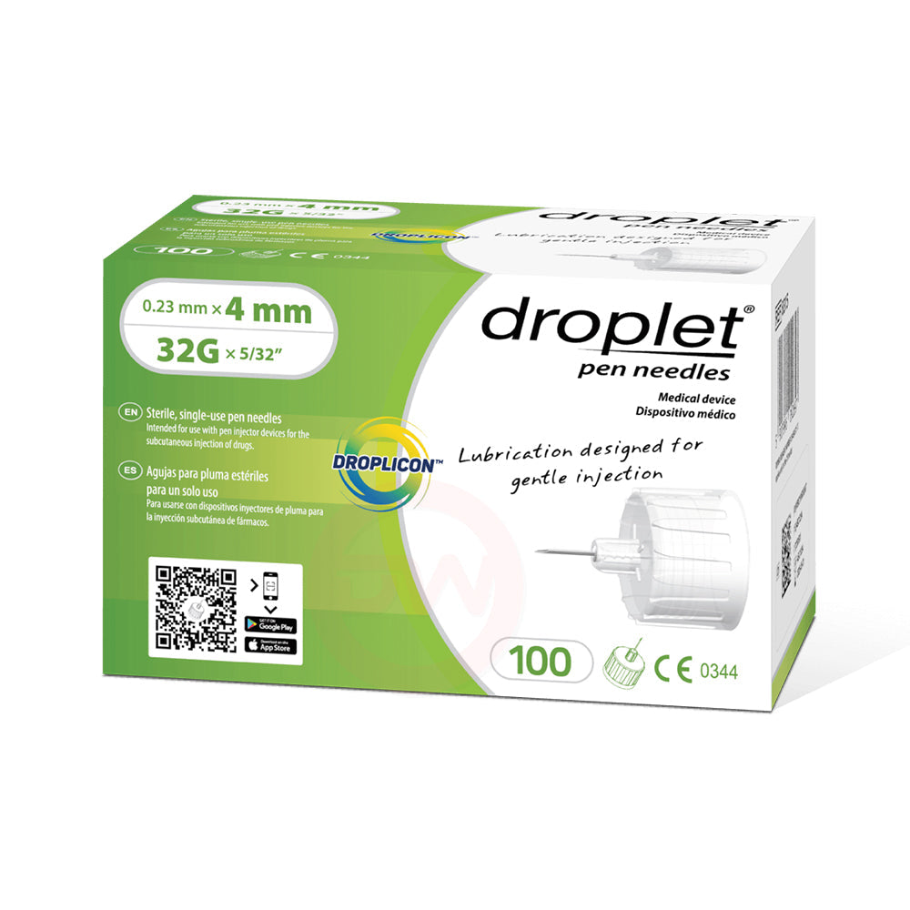 Droplet Pen Needles - 32G 4mm 100/BX