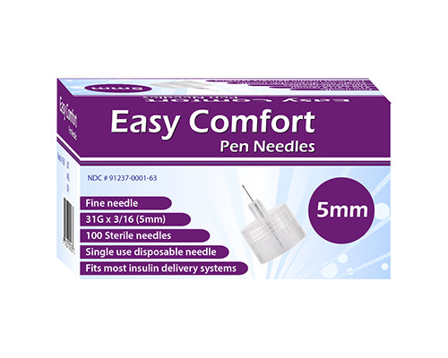 Easy Comfort Insulin Pen Needles - 31G 5mm 100/BX