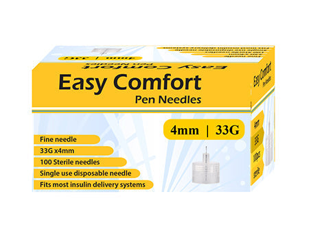 Easy Comfort Insulin Pen Needles - 33G 4mm 100/BX