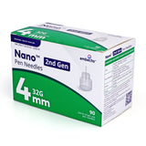 Embecta Nano Ultra-Fine Pen Needles - 32G 4mm  (5/32" x 0.23mm)  100/BX
