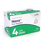 Embecta Nano Ultra-Fine Pen Needles - 32G 4mm  (5/32" x 0.23mm)  100/BX