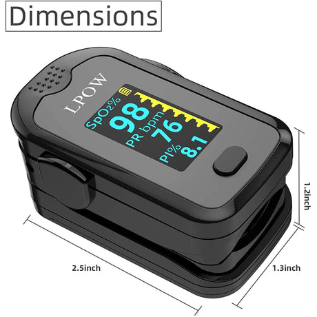 LPOW Fingertip Pulse Oximeter Dimensons