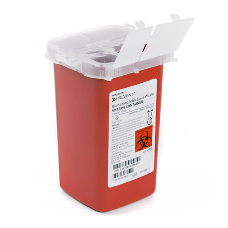 McKesson Prevent® Sharps Container Red - 1 Quart (0.25 Gallon), Vertical Entry