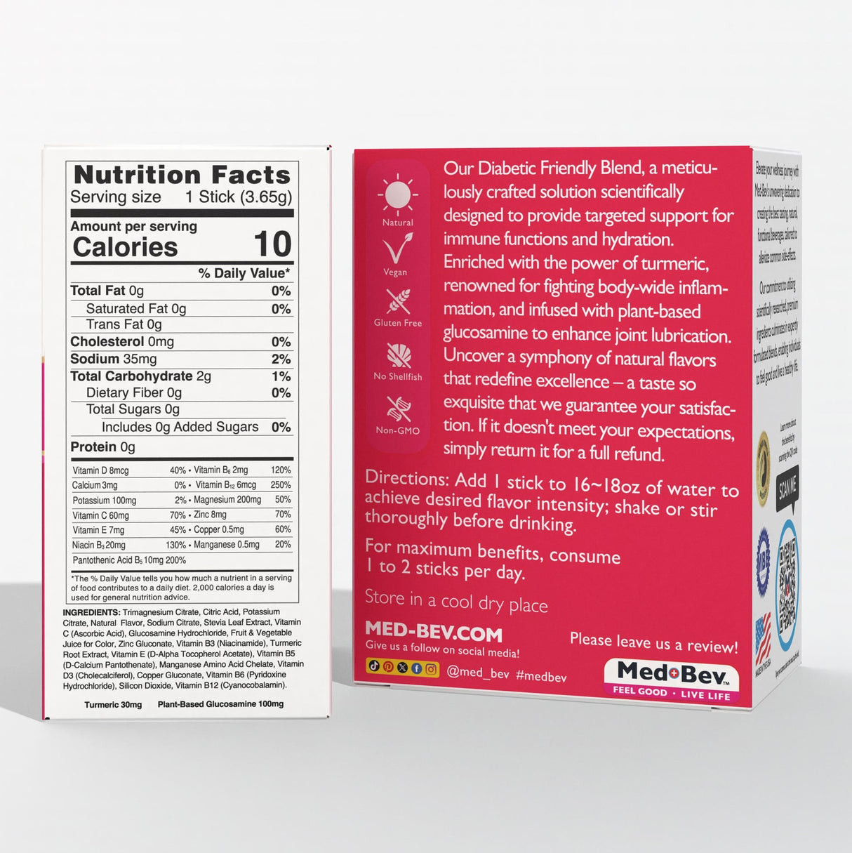 Med-Bev Berry Lemonade - Box Nutrition Details