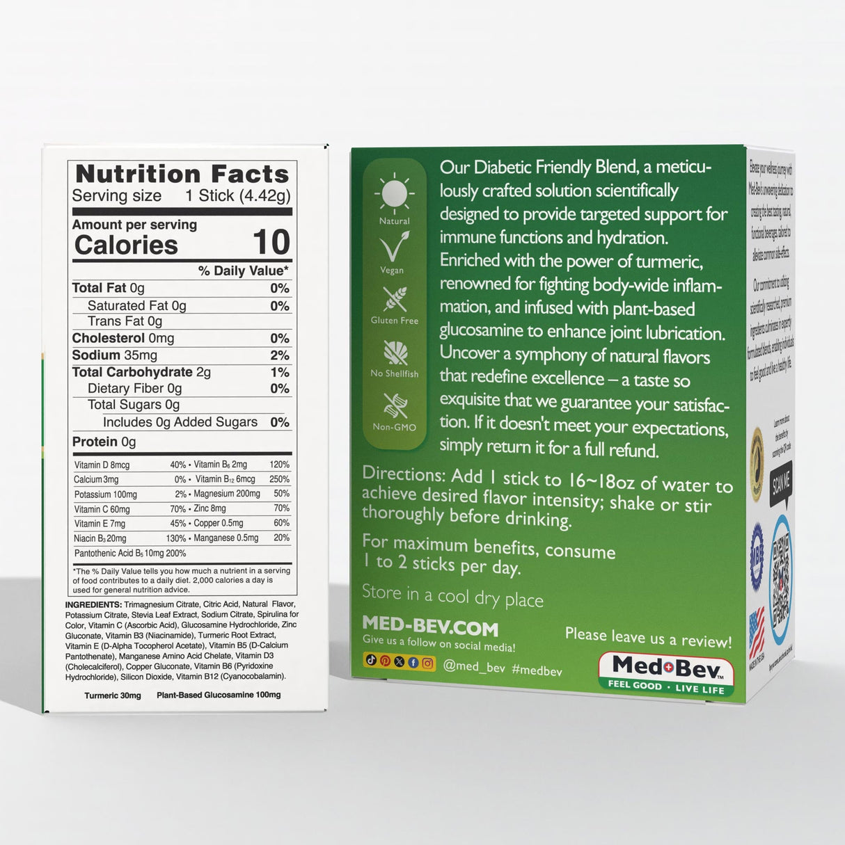 Med-Bev Limeade – Box Nutrition Details