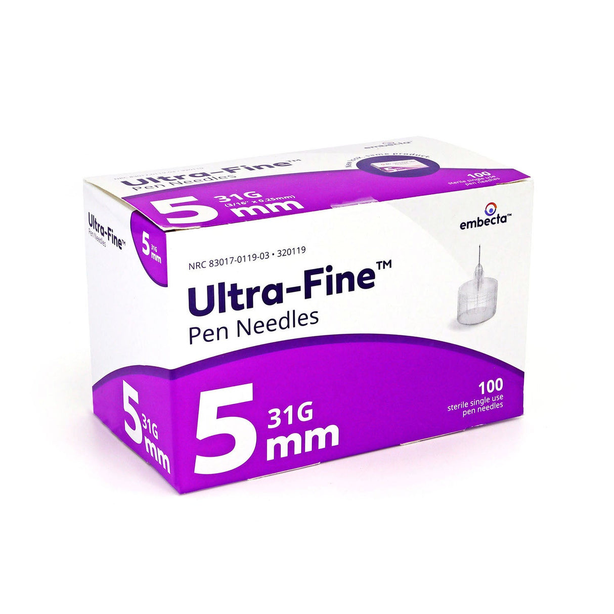 Embecta Ultra-Fine Pen Needles - 31G 5mm 100/BX