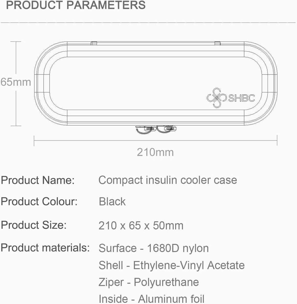 SHBC Compact Insulin Cooler Travel Case Product Parameters