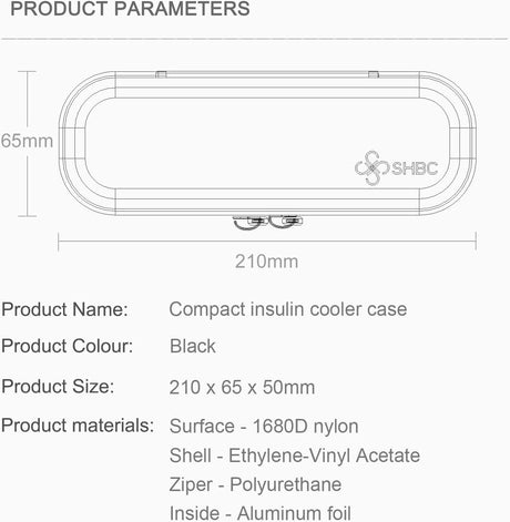 SHBC Compact Insulin Cooler Travel Case Product Parameters