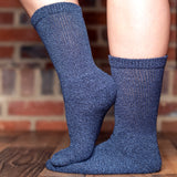 Twisted Yarn Diabetic Crew Socks - Ocean Blue