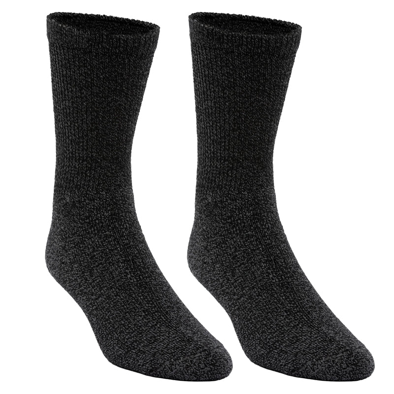 Twisted Yarn Diabetic Crew Socks - Black Heather