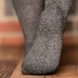 Twisted Yarn Diabetic Crew Socks Heel - Black Heather