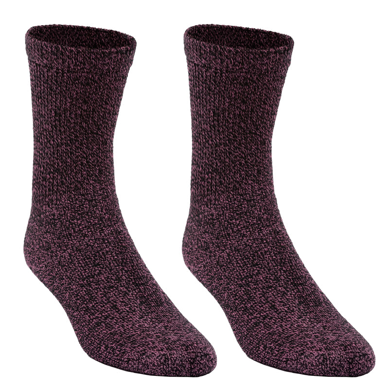 Soft Twisted Yarn Diabetic Crew Socks - Raspberry Wine