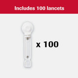 Includes 100 Softclix lancets