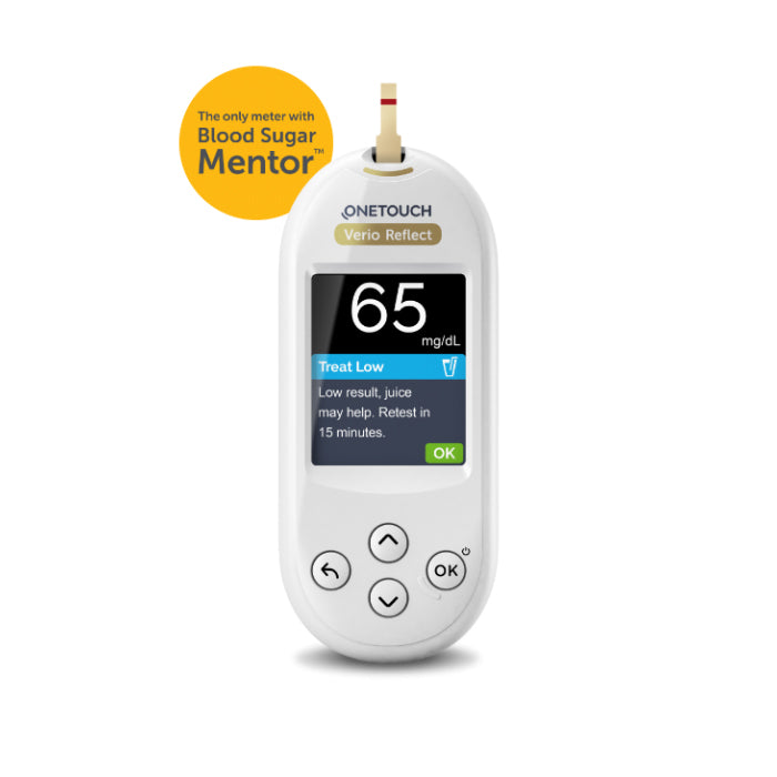 OneTouch Verio Reflect meter with blood sugar mentor